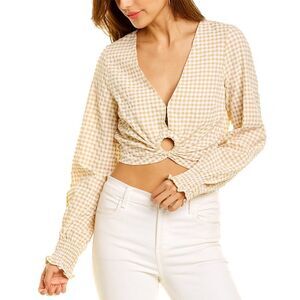 Rosewater Remi Womens  Gingham Top, White